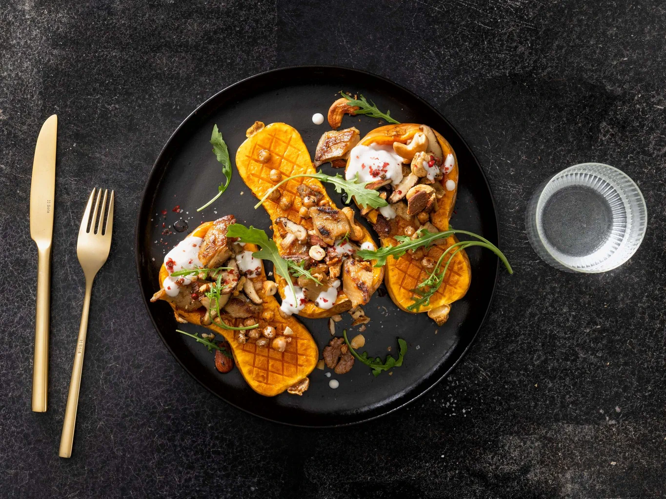 Courge butternut farcie végane