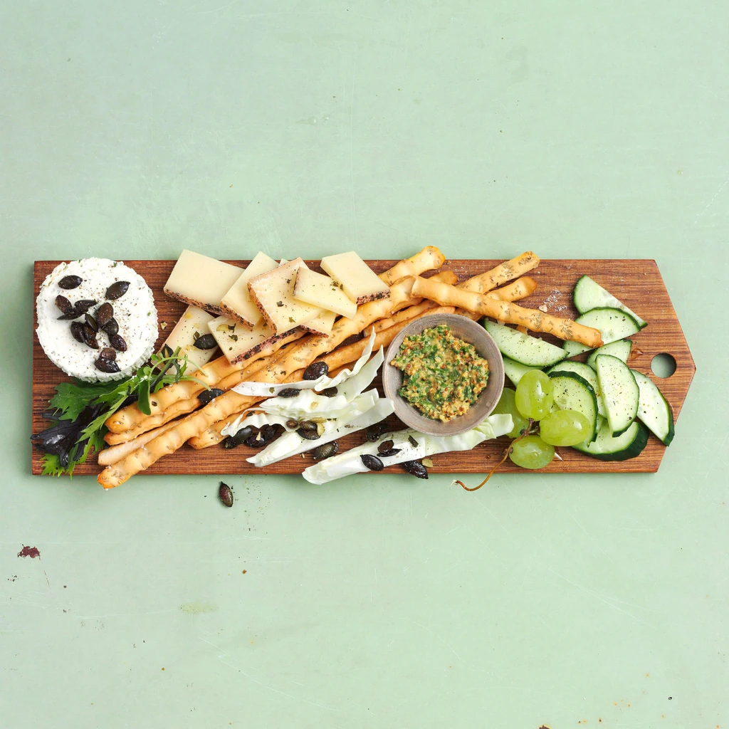 Plateau de fromages avec graines de courge caramélisées