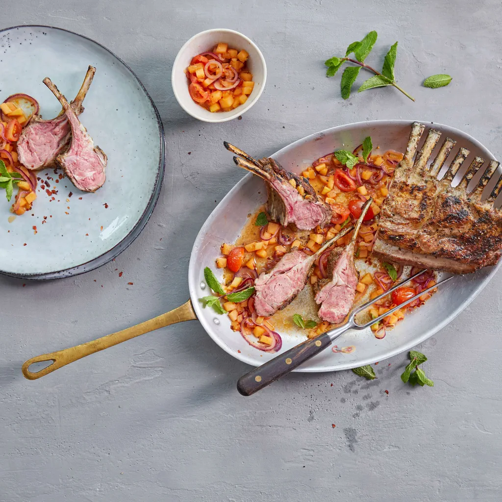 Lammracks mit Melonen-Salsa