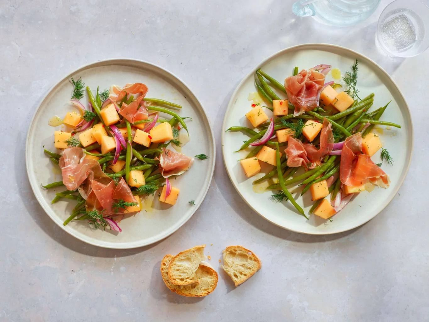 Bohnen-Rohschinken-Salat mit Melone