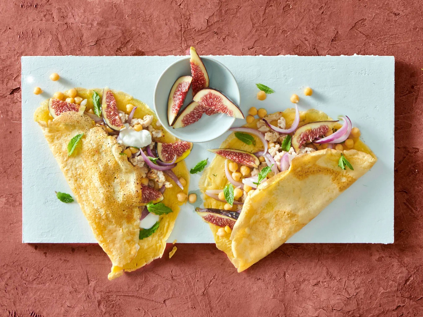 Kichererbsen-Crêpes mit Poulet