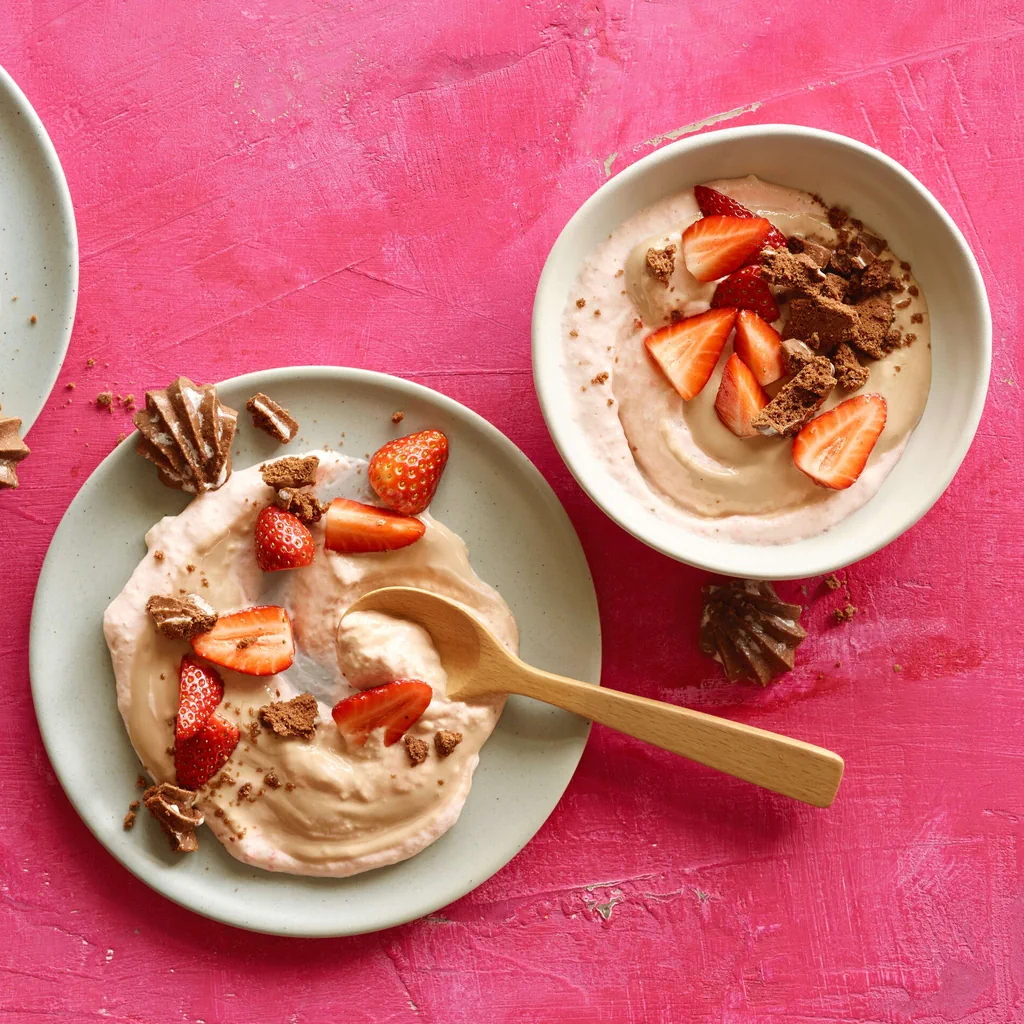 Crème aux fraises avec biscuits