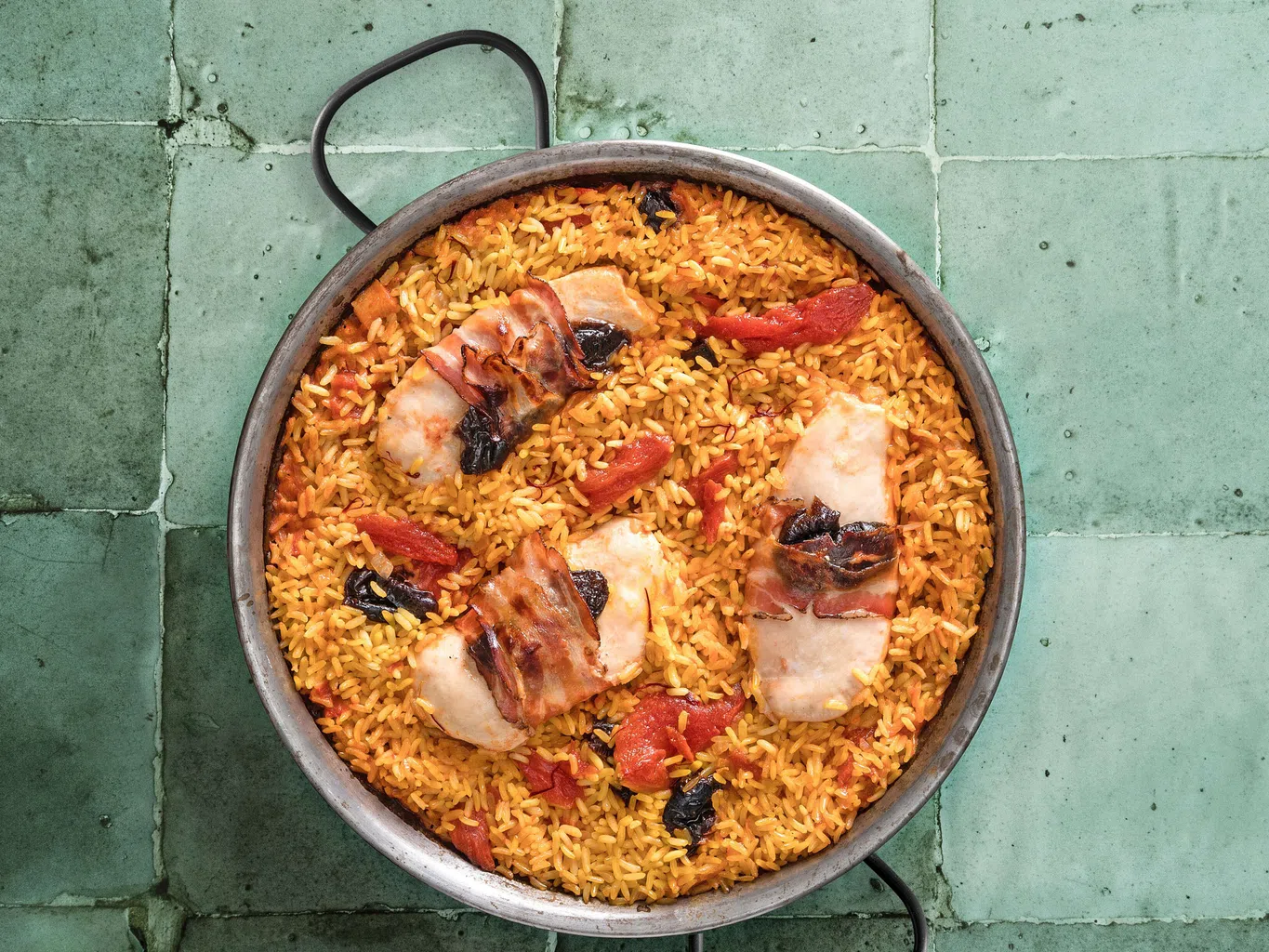 Tomaten-Safran-Reis mit Poulet