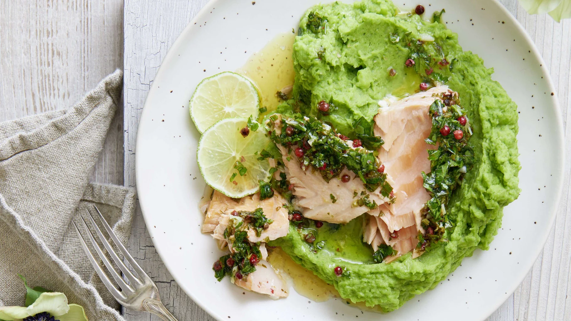 Limettenlachs mit Spinatstock