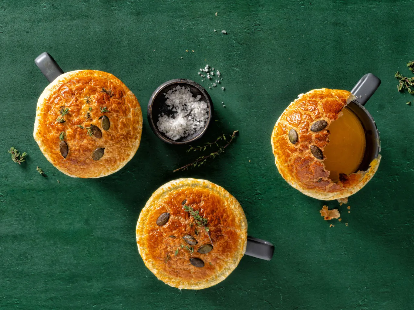 Velouté de courge en croûte feuilletée