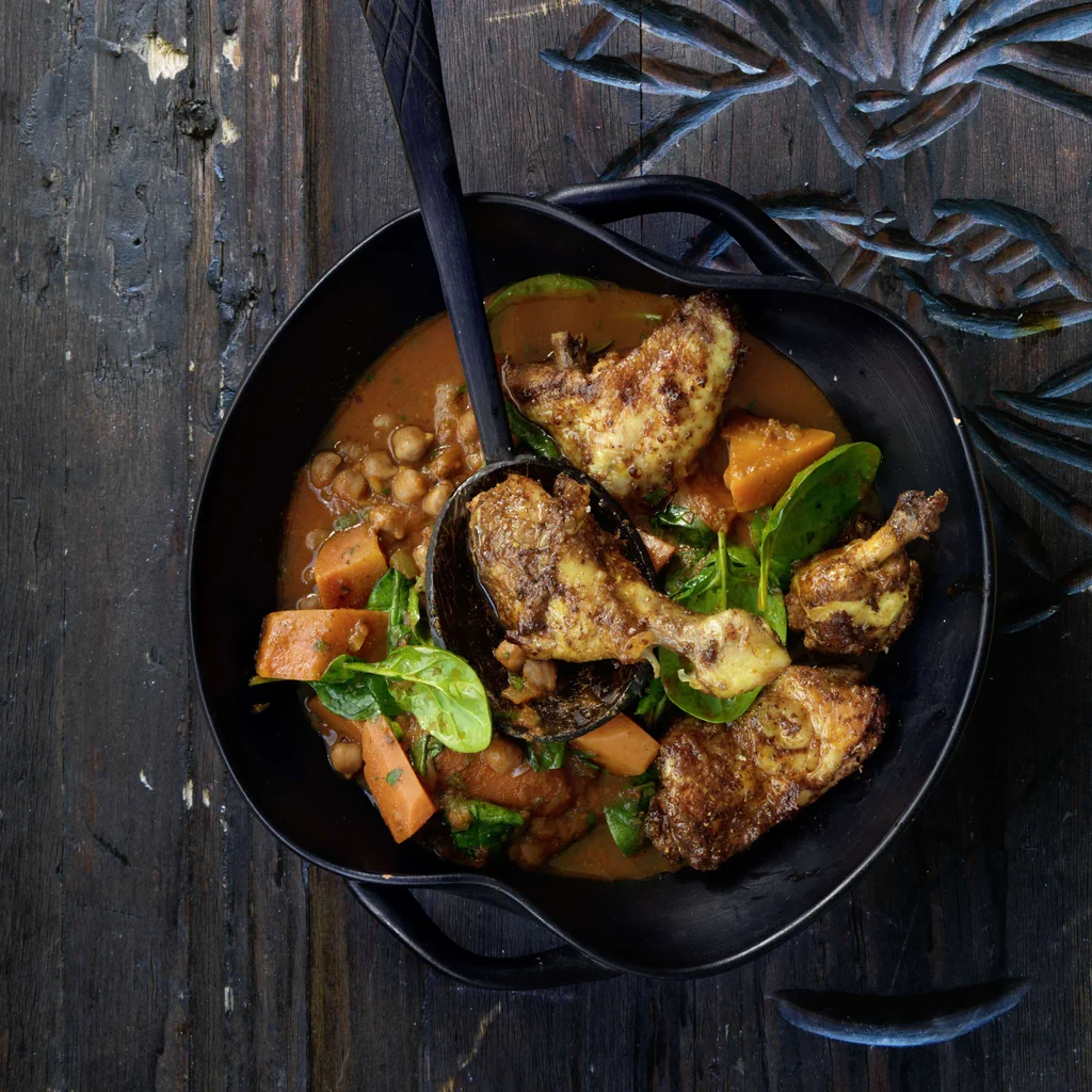 Poulet mit Kichererbsen