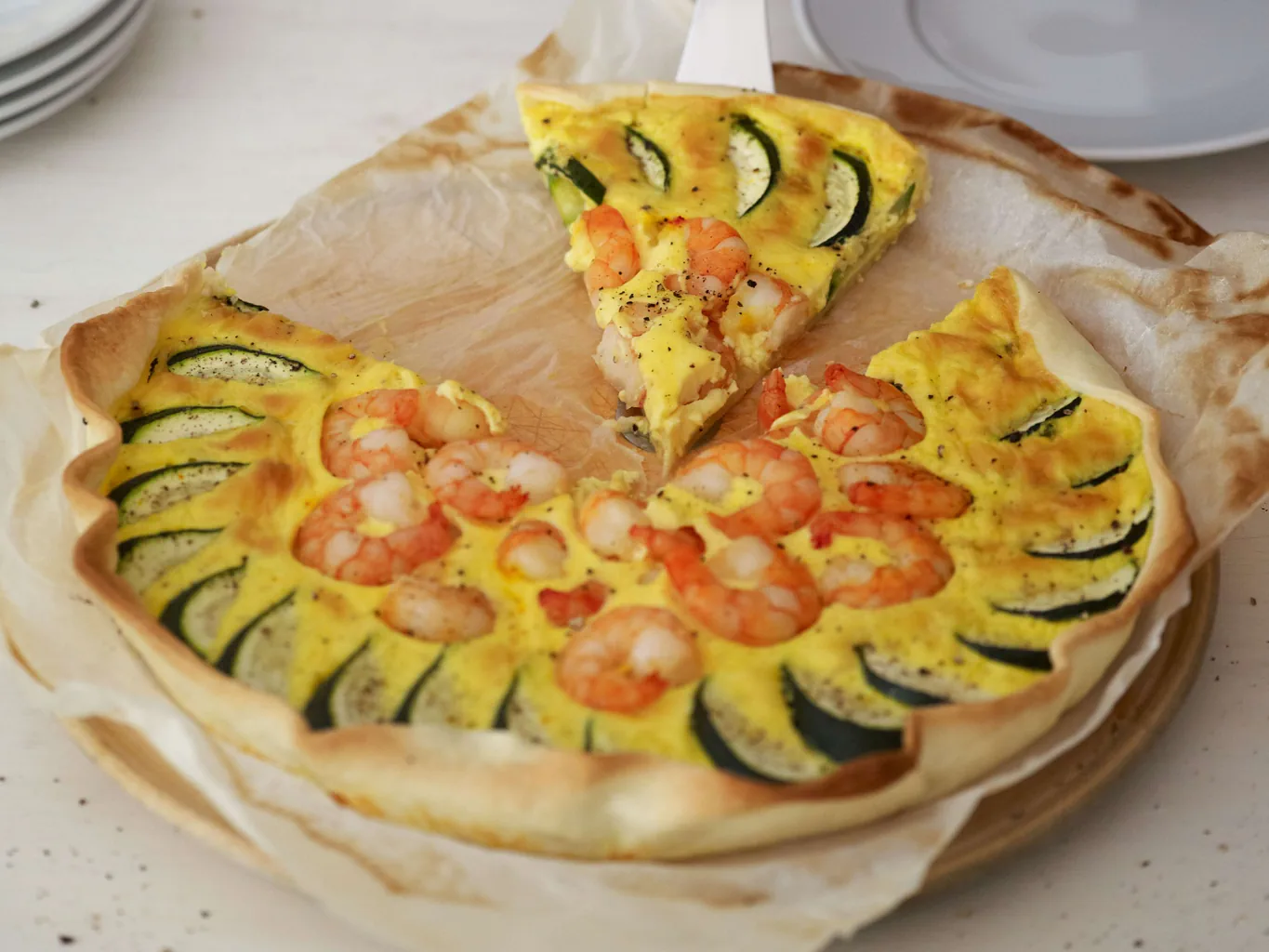 Quiche aux crevettes et au safran