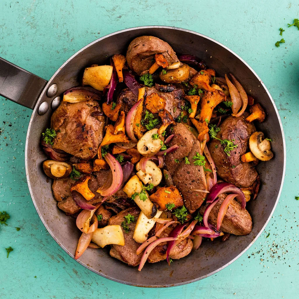 Rehschnitzel-Pilz-Pfanne