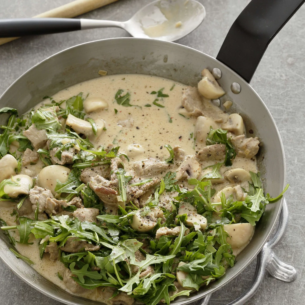 Émincé de veau à la roquette