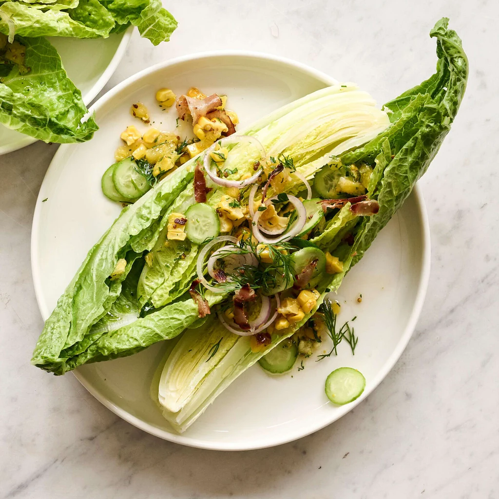 Lattich-Mais-Salat mit Orangendressing