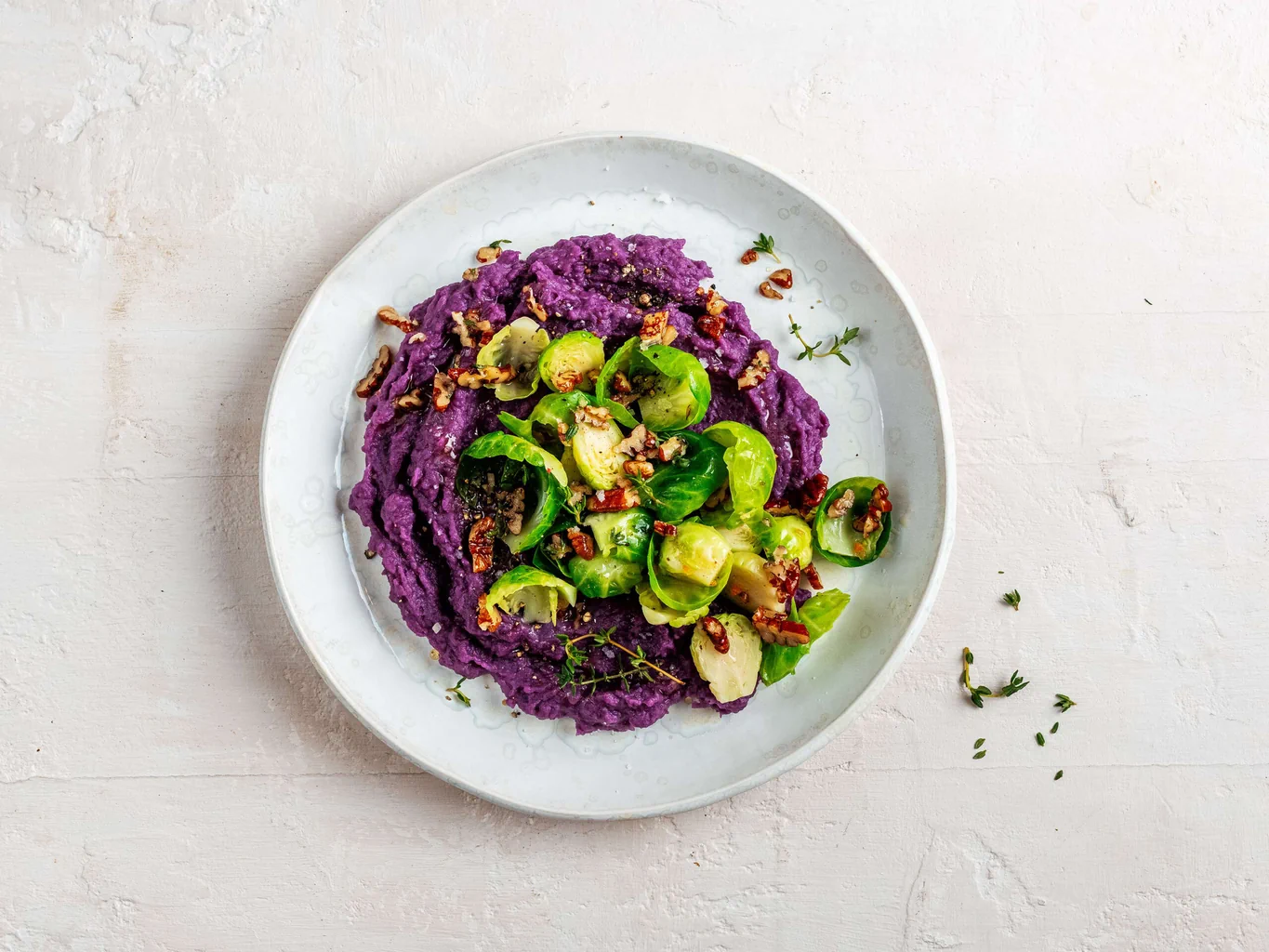 Süsskartoffelstampf mit Rosenkohl