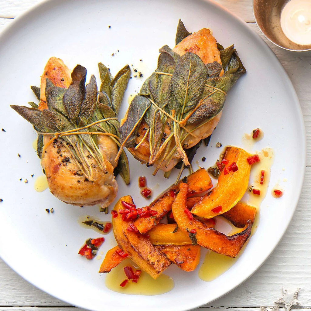 Pollo alla salvia con zucca