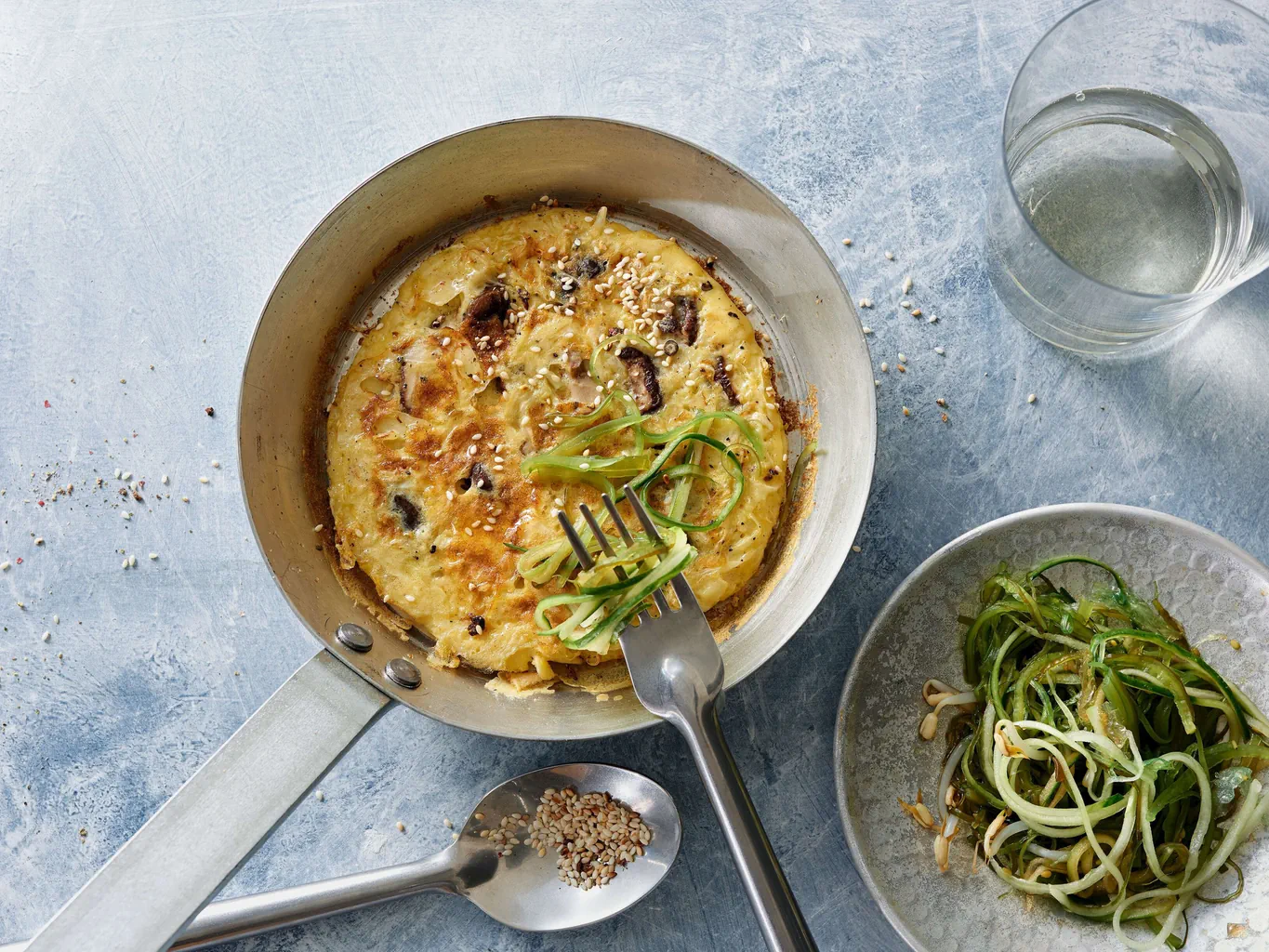 Omelette agli shiitake con alghe wakame