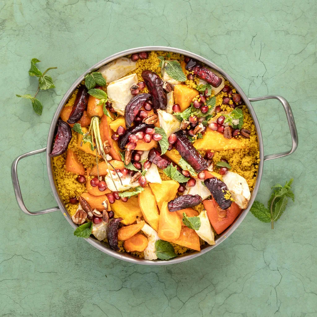Curry-Couscous mit Ofengemüse