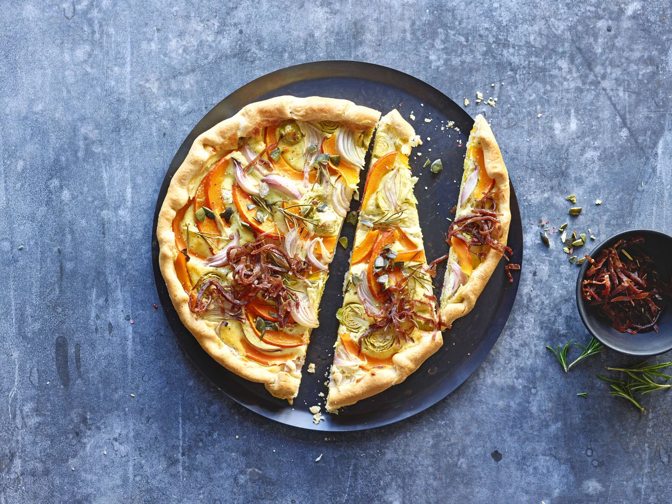 Kürbisquiche mit Bündnerfleisch