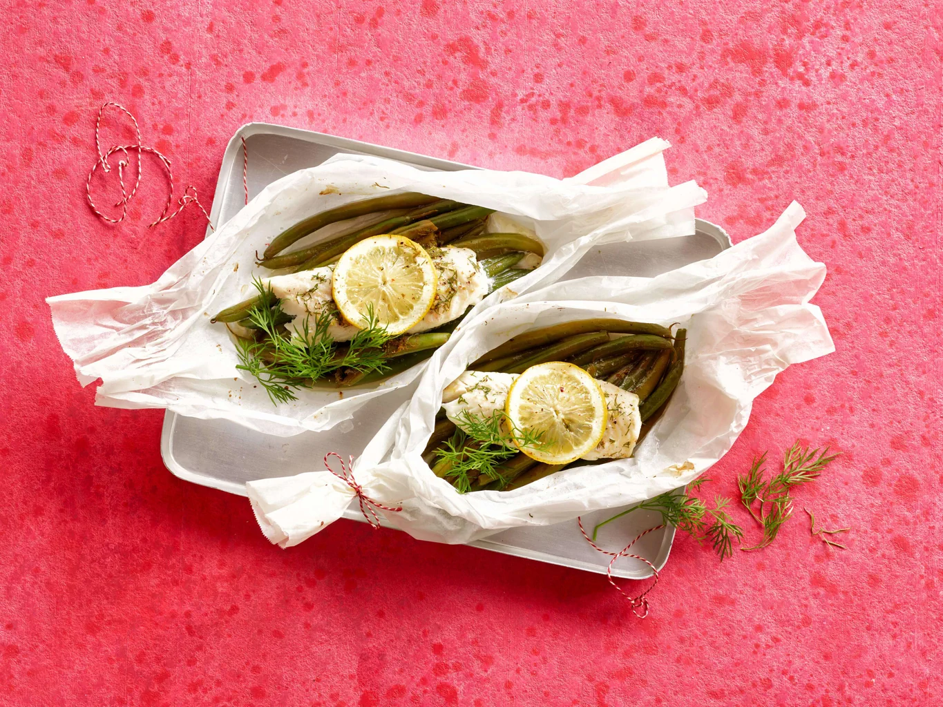 Filet de poisson sur haricots verts