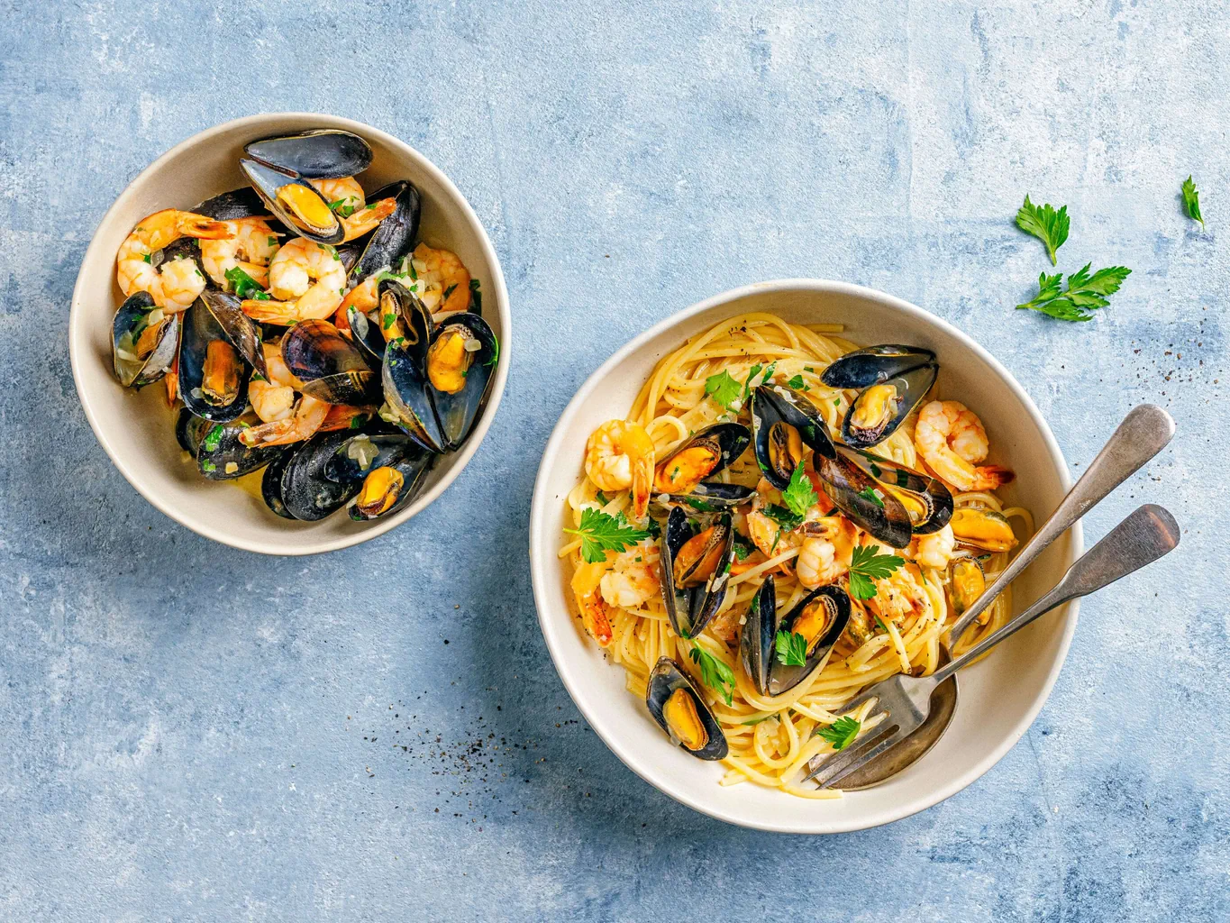 Spaghetti cozze e gamberetti