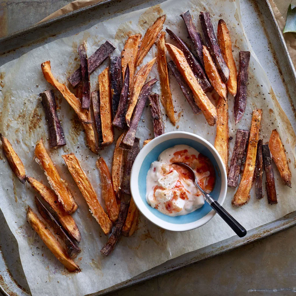 Frites douces avec sauce ananas-piment