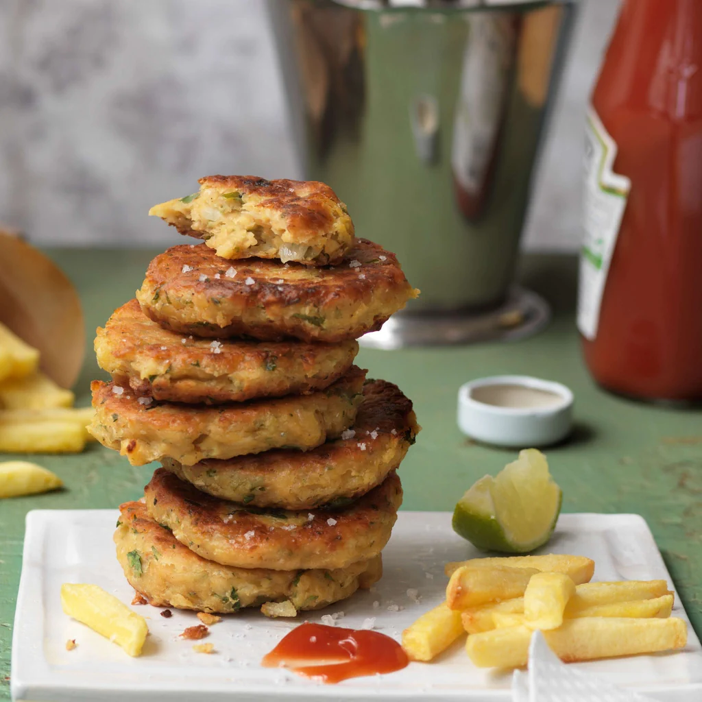 Galettes de pois chiches avec frites