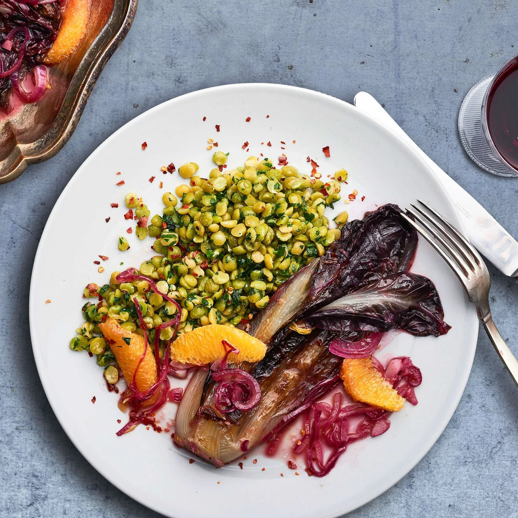 Radicchio con piselli verdi