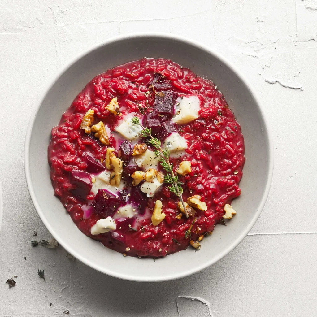 Risotto à la betterave rouge avec gorgonzola