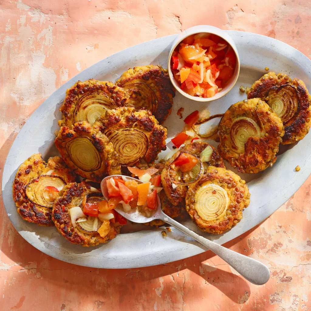 Linsentaler mit Aprikosensalsa