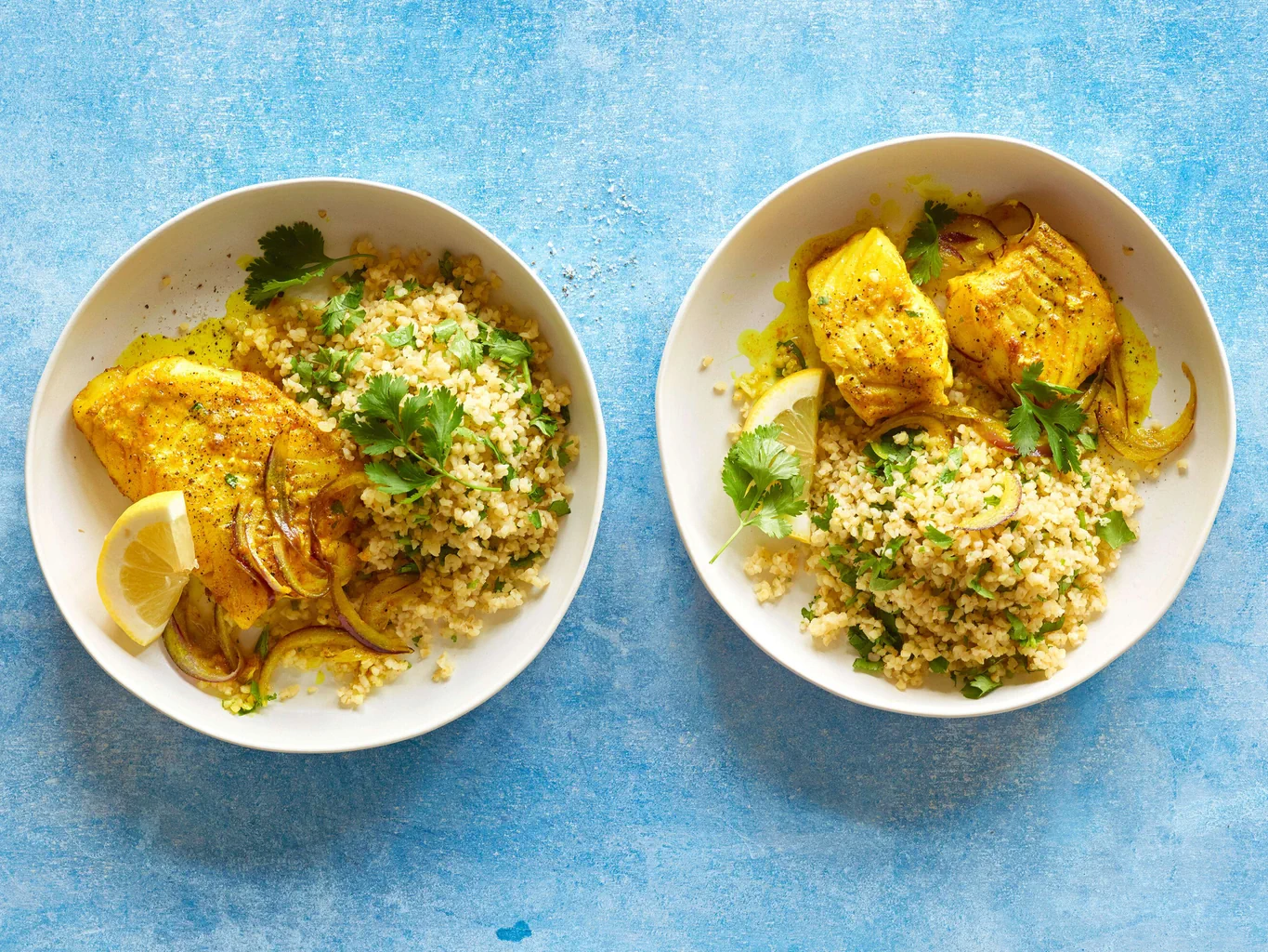 Boulgour avec sandre au curcuma