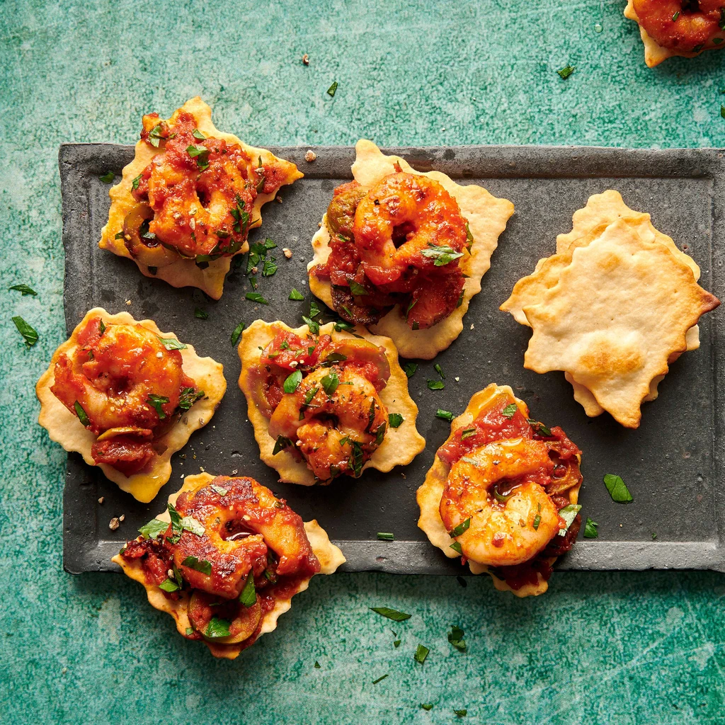 Crackers mit Crevetten