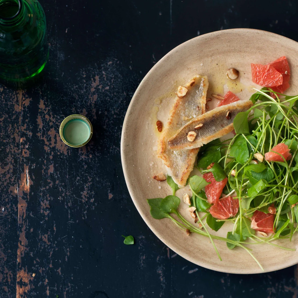 Salade de pourpier avec filets de perche