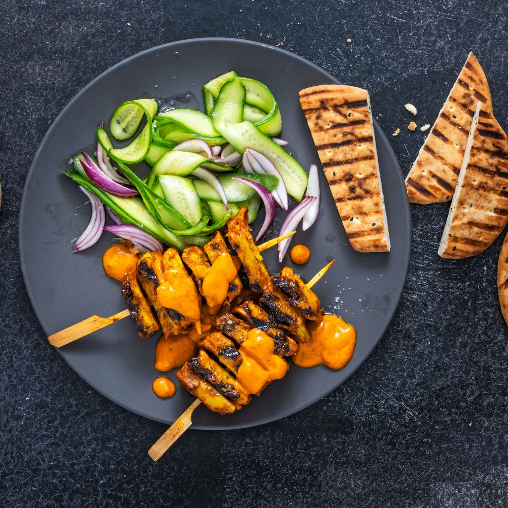 Vegane indische Grillspiesse
