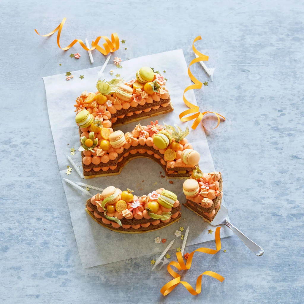 Number cake con crema al mango