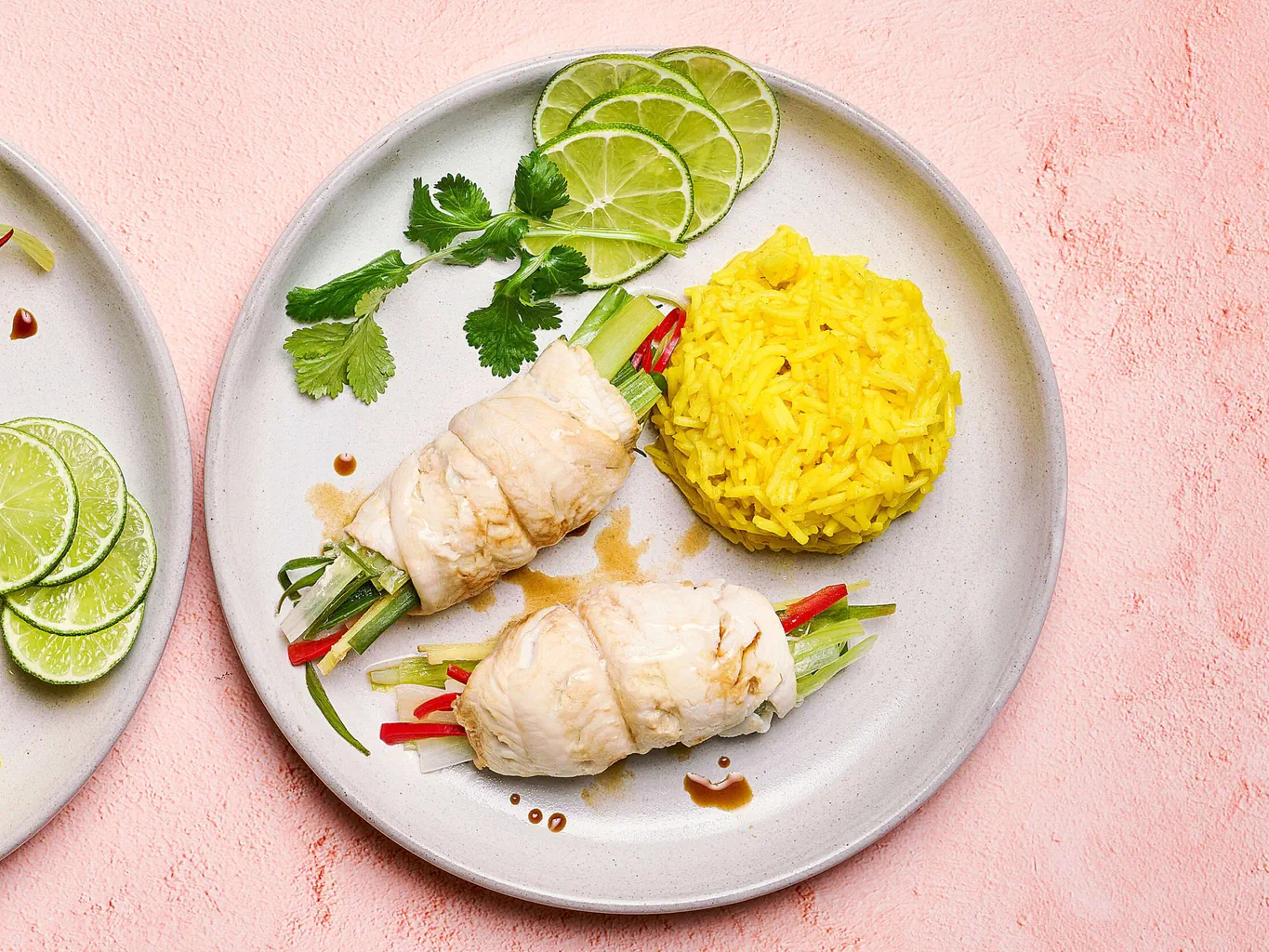 Gedämpfte Fischröllchen mit Ingwer
