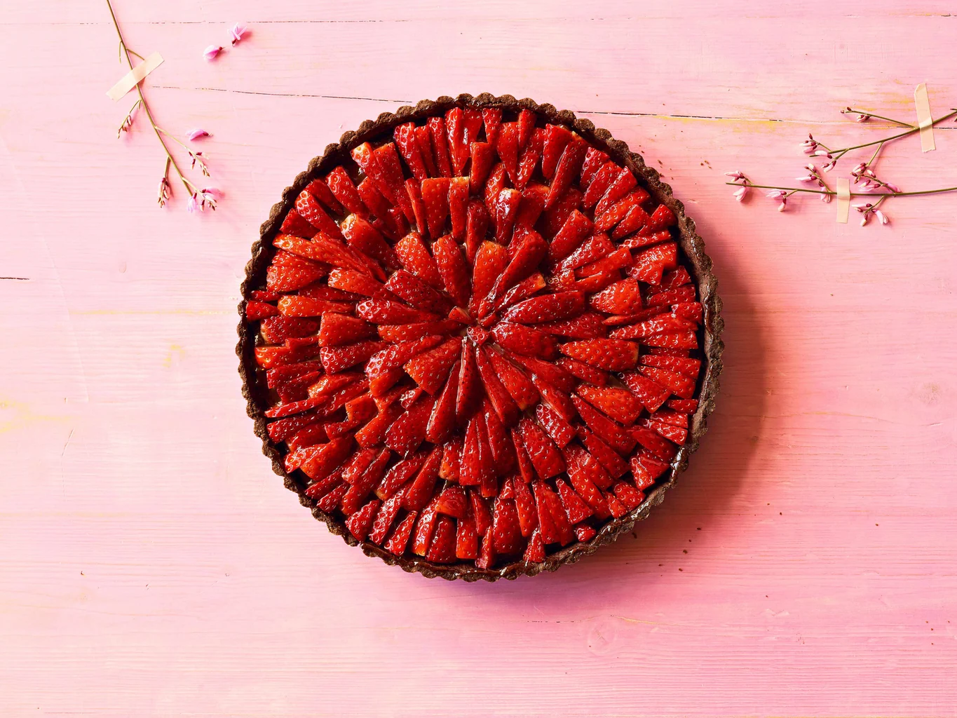 Schoggitarte mit Erdbeeren