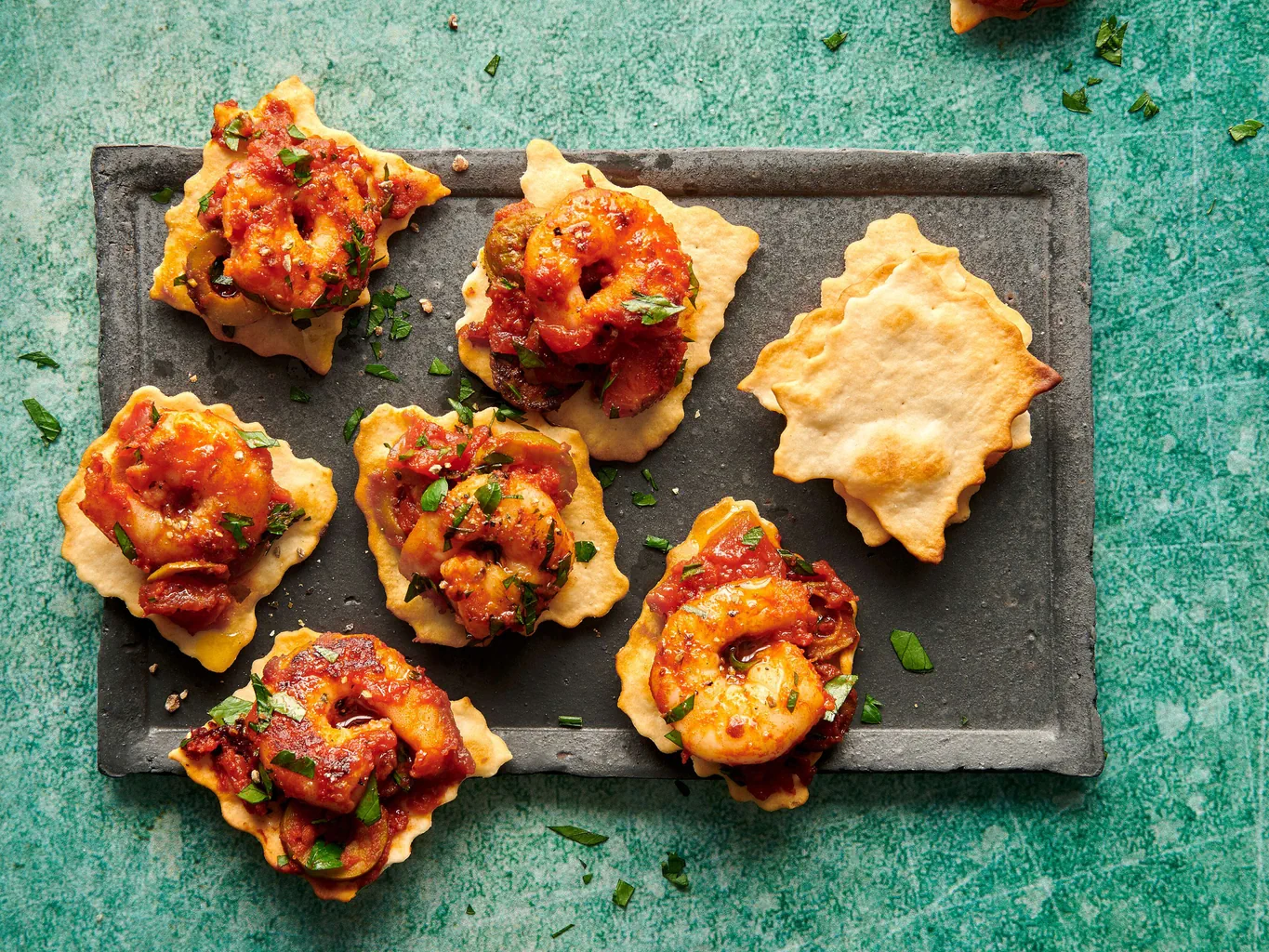 Crackers mit Crevetten