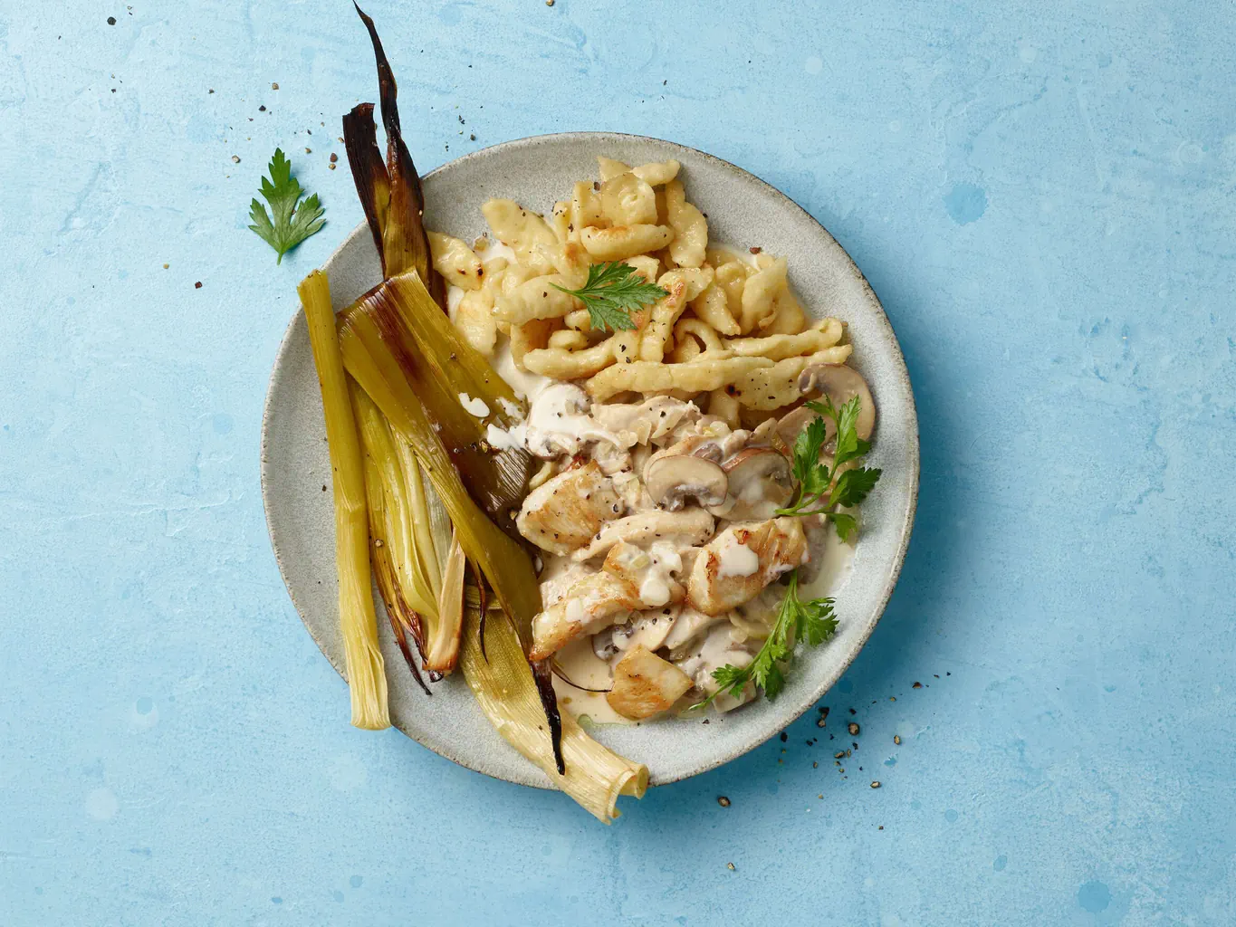 Émincé de poulet en sauce aux champignons 