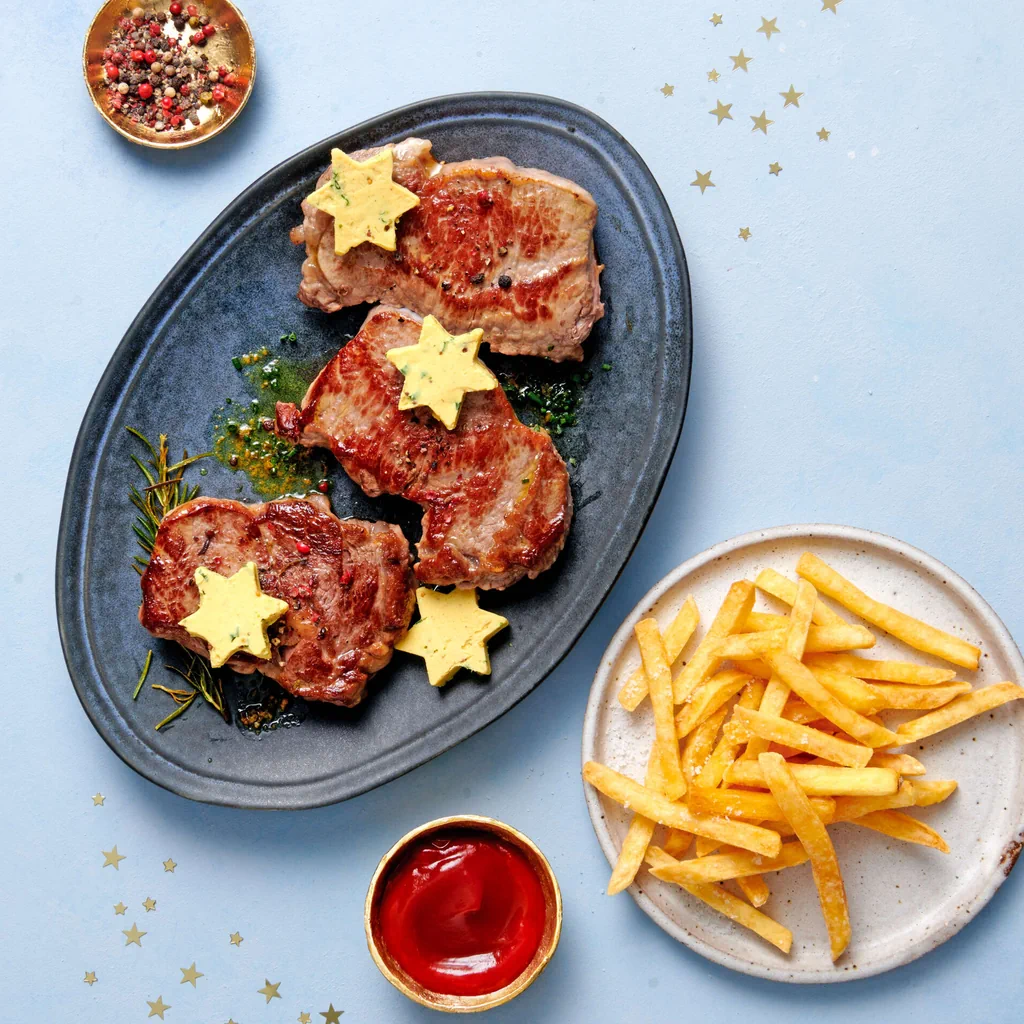 Steak di vitello con burro alla senape