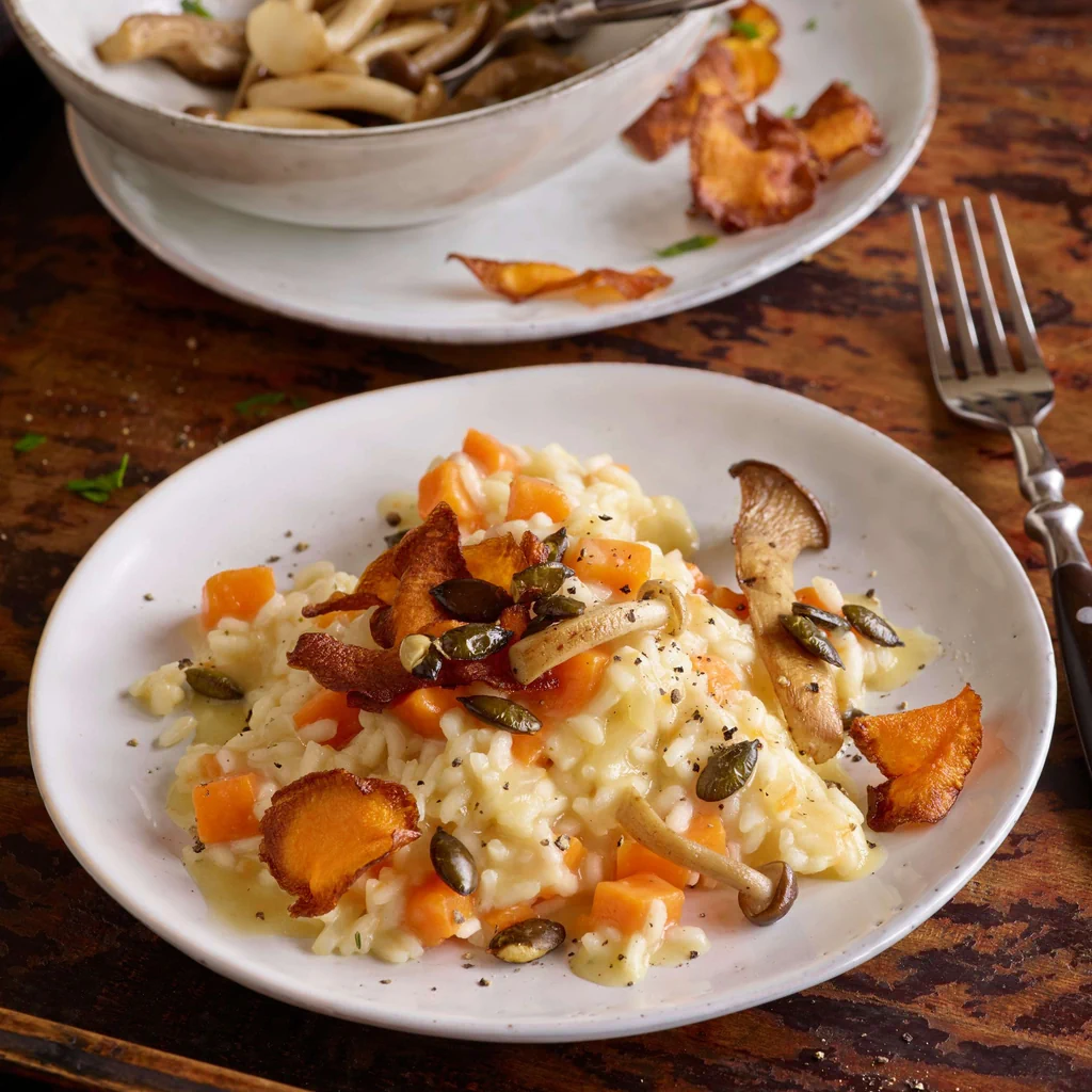 Risotto à la courge avec chips de courge