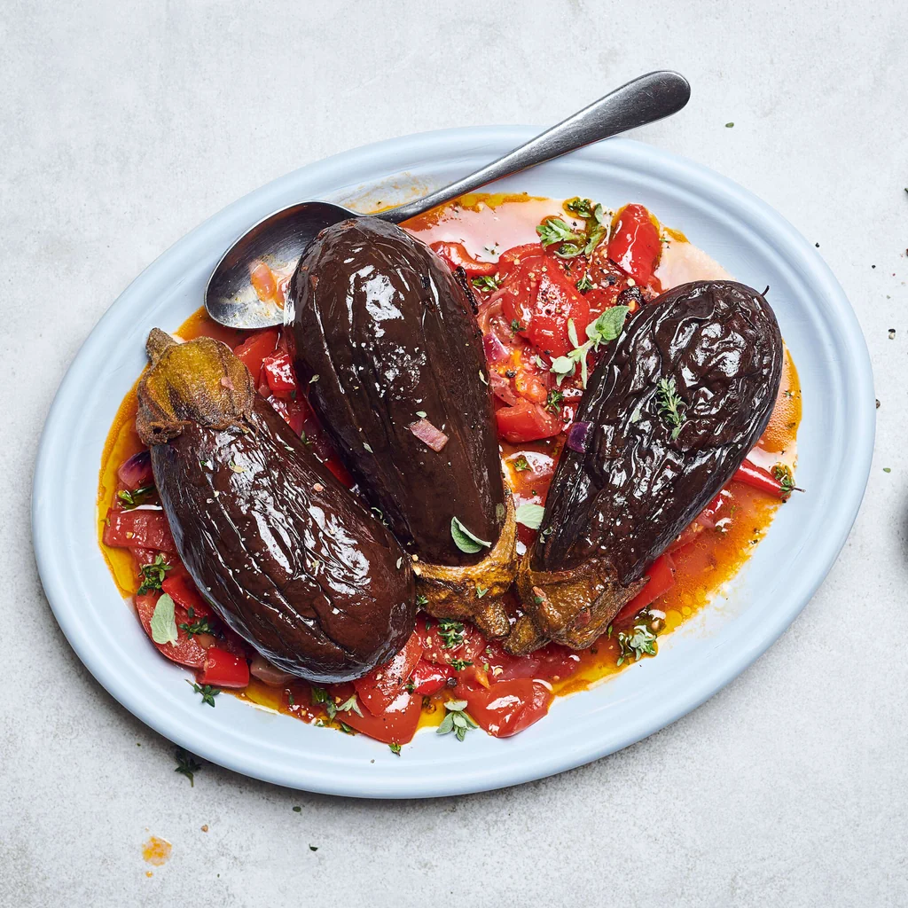 Aubergines avec sauce tomate-poivron 