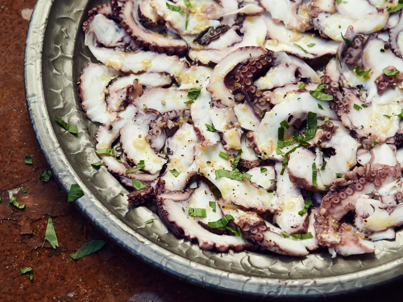 Carpaccio di polpo con vinaigrette