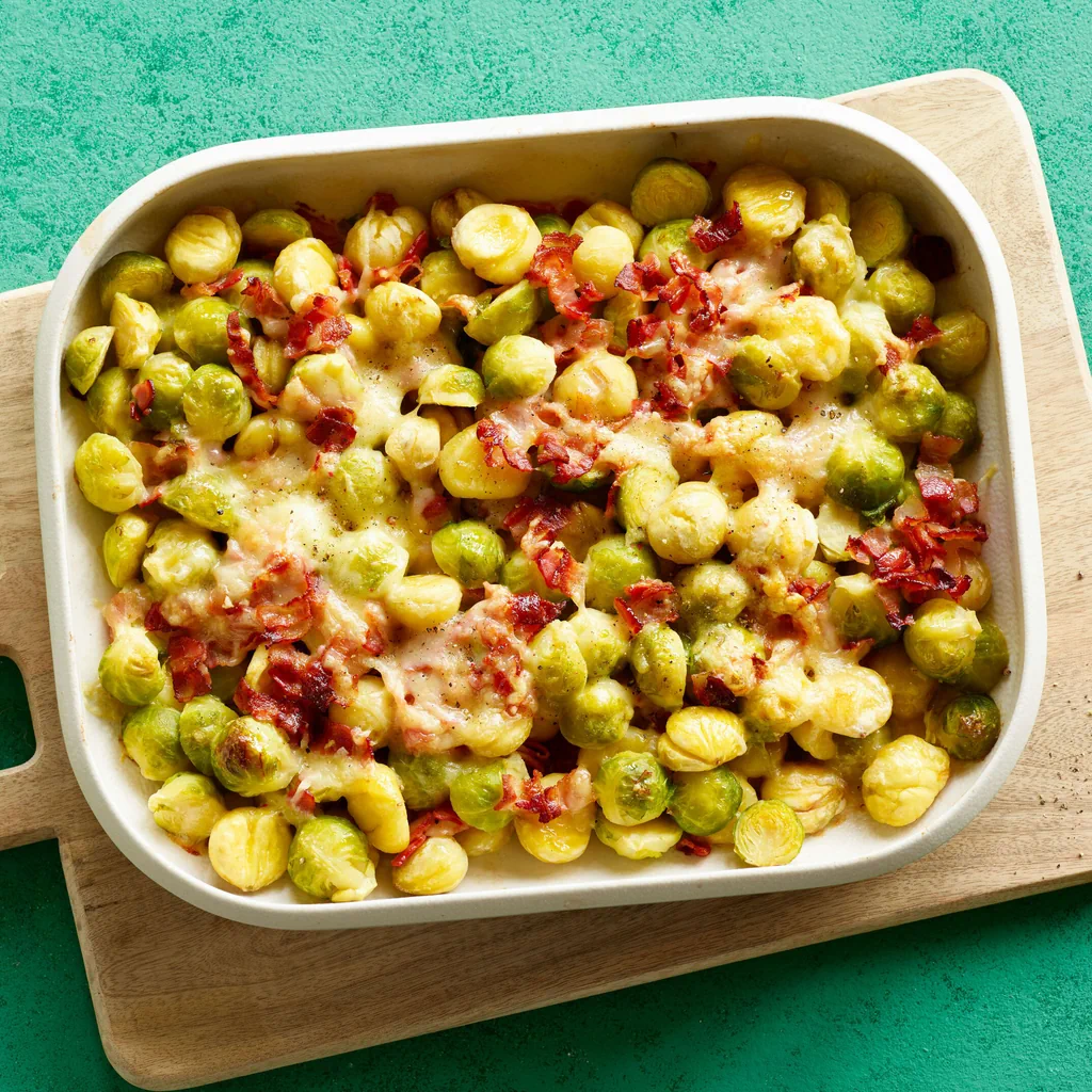 Gratin di cavoletti di Bruxelles e castagne