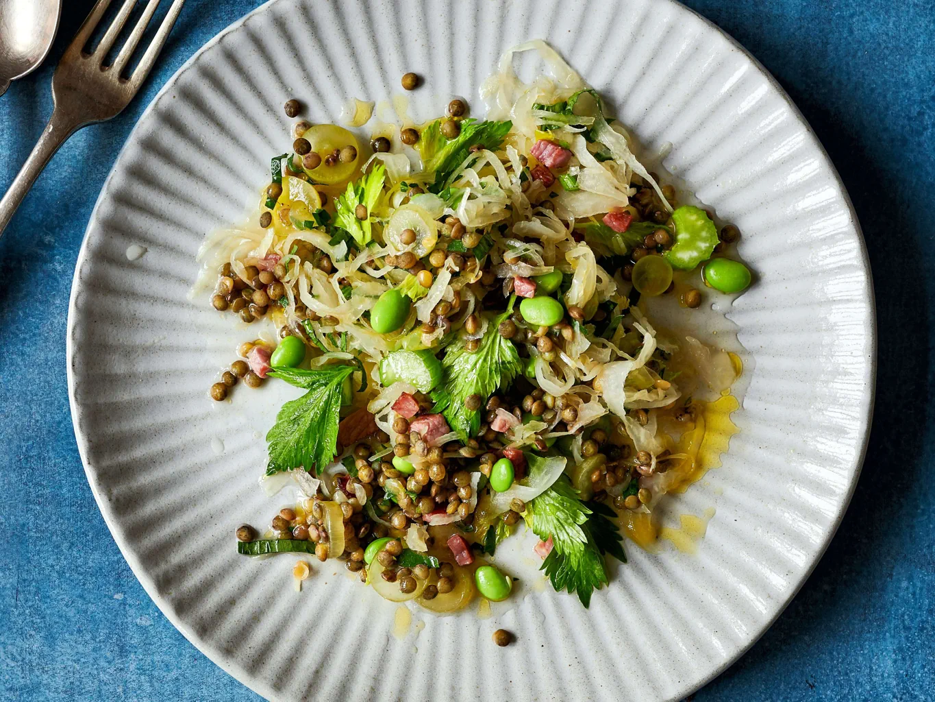 Salade de choucroute aux lentilles avec raisins