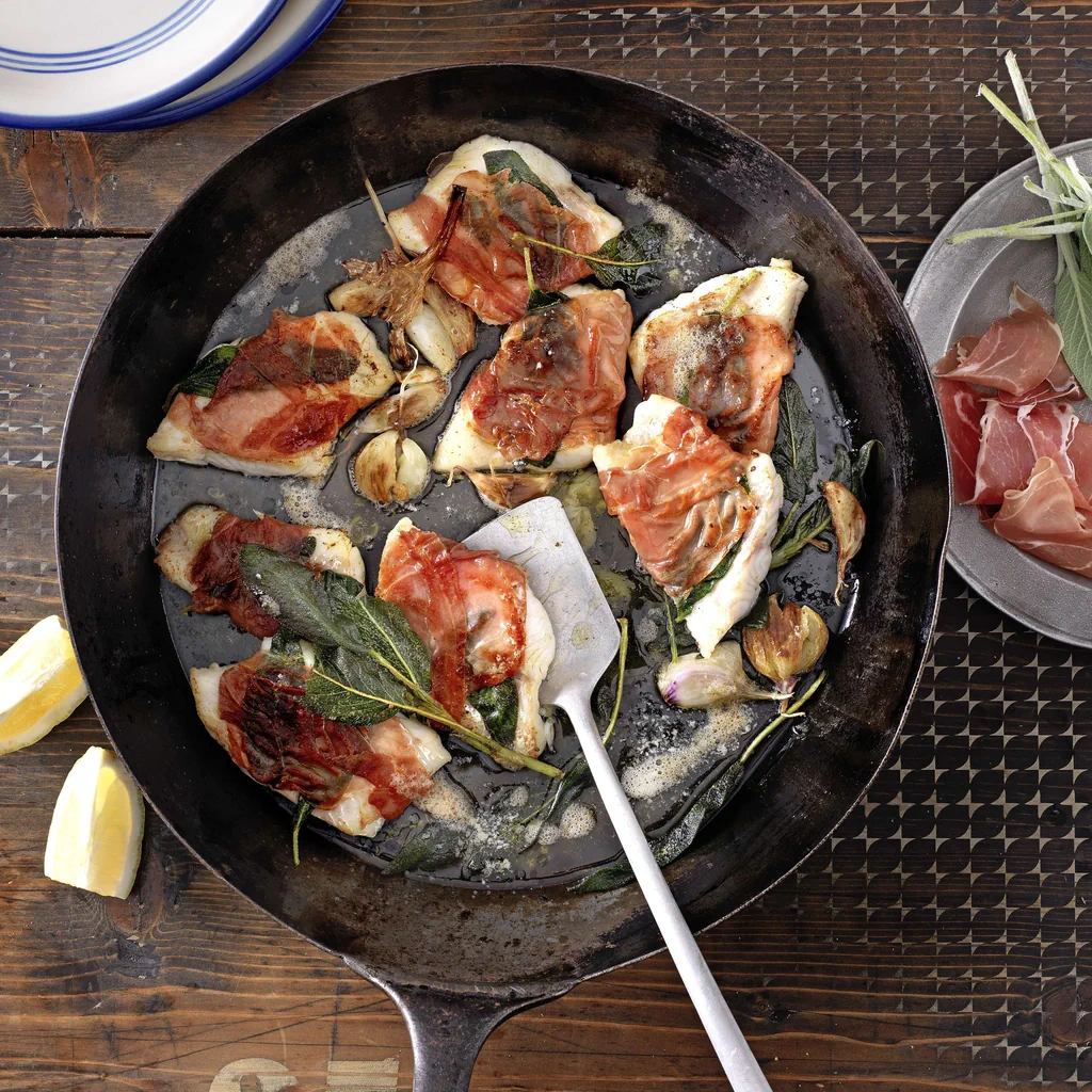 Saltimbocca de sandre avec Prosciutto crudo San Pietro