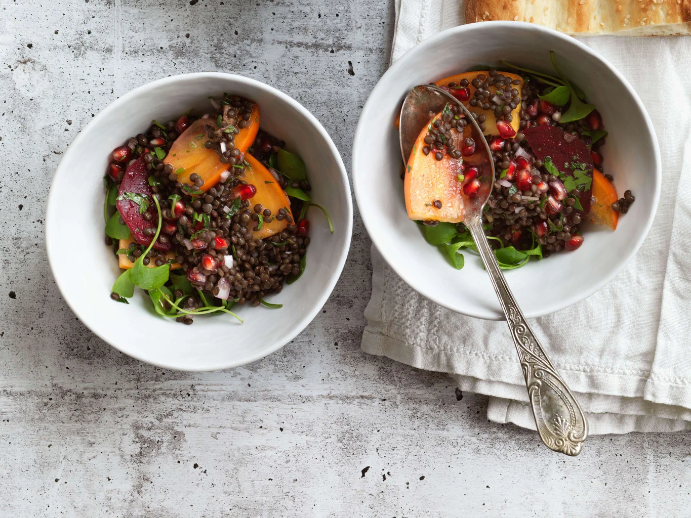 Orientalischer Linsensalat mit Kaki