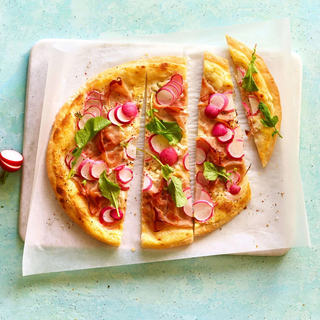 Tarte flambée al prosciutto di pasta sfoglia