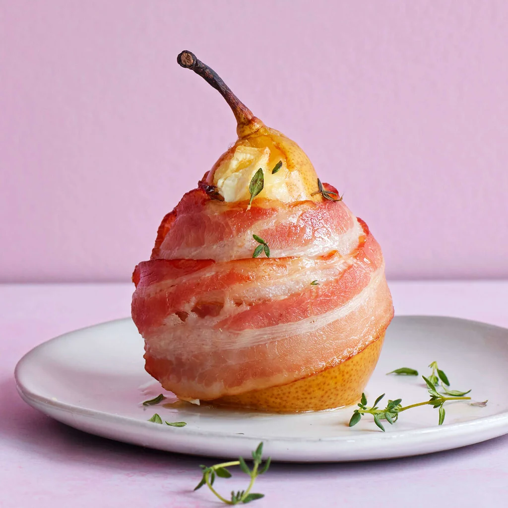 Birnen mit Speck und Käse