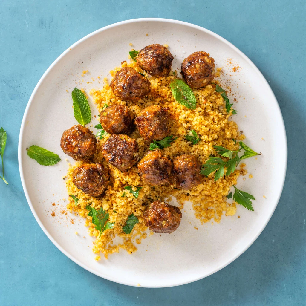 Boulettes de viande hachée et de légumes avec couscous