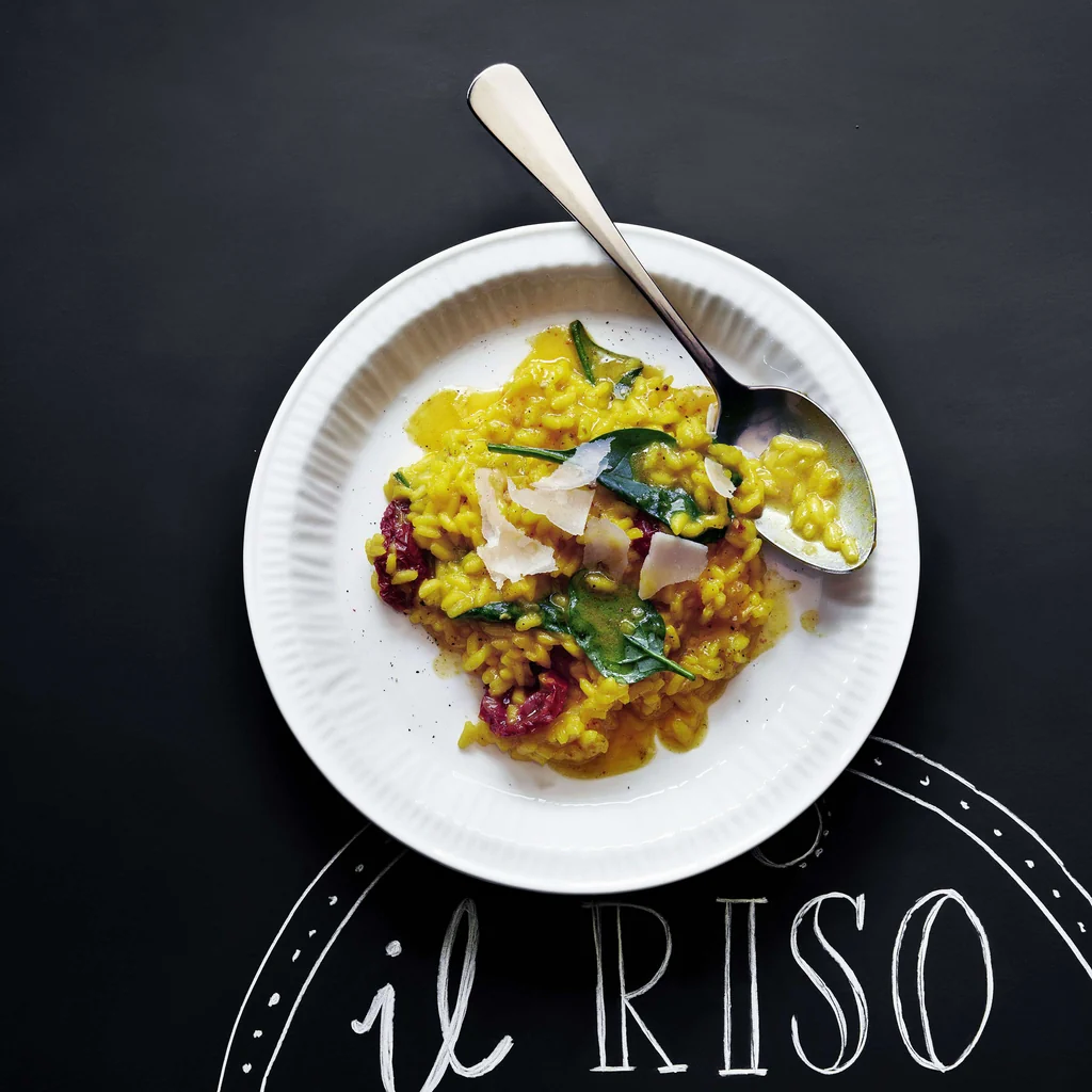 Risotto safrané aux épinards