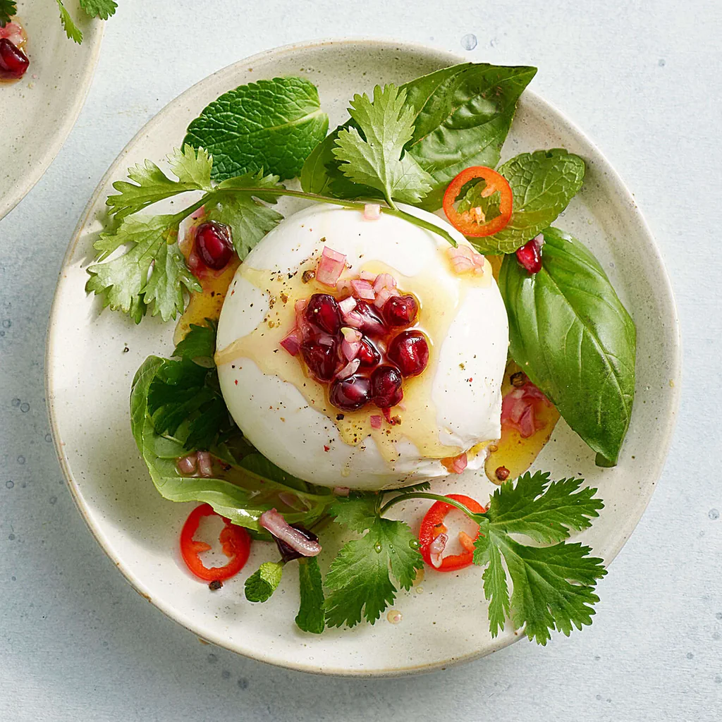 Burrata avec vinaigrette à la grenade