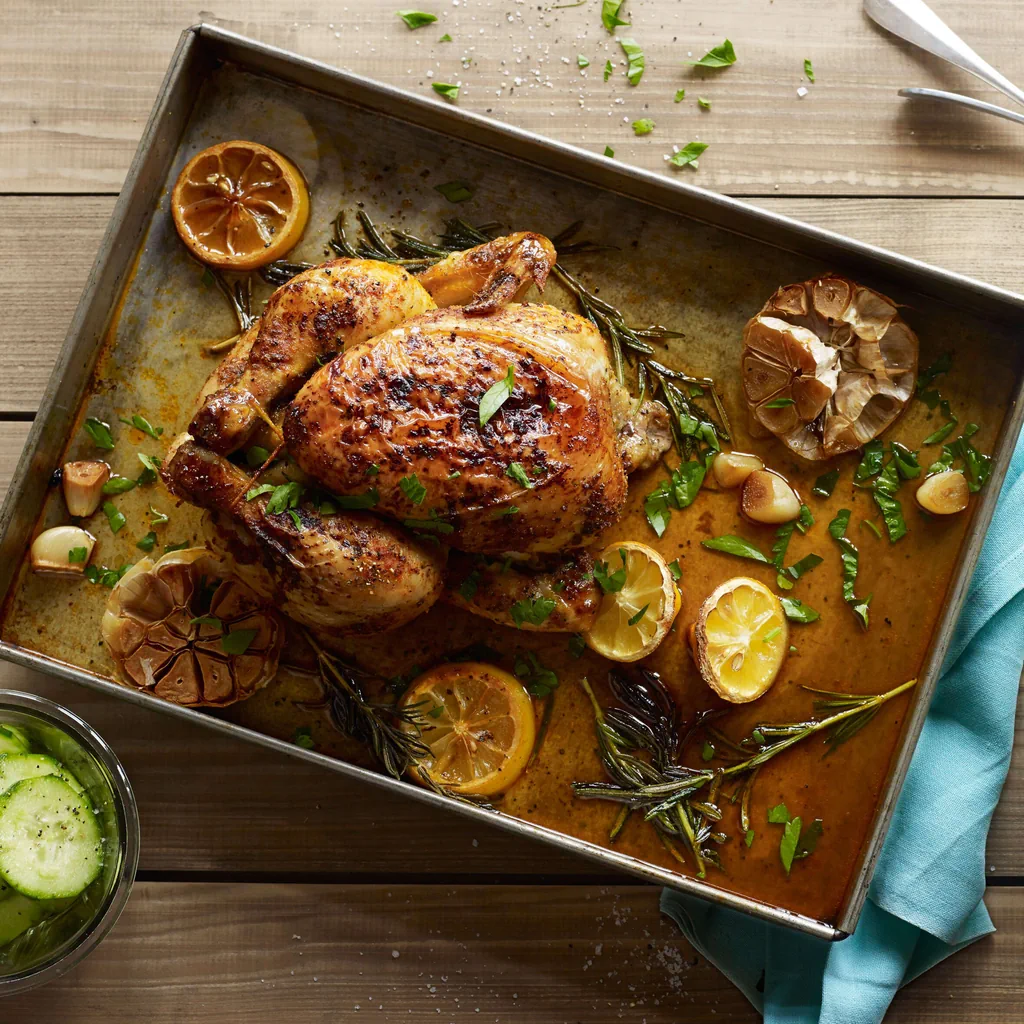 Poulet mit Knoblauch und Zitrone