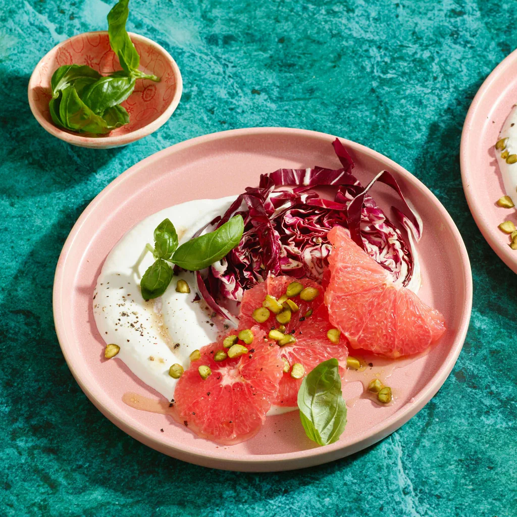 Crema di burrata con insalata di pompelmo